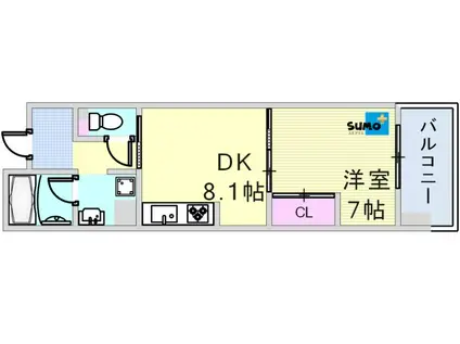 明泉寺シティコート(1DK/2階)の間取り写真