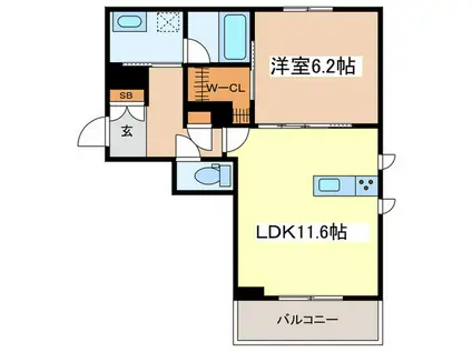 URBAN SIDE III(1LDK/1階)の間取り写真