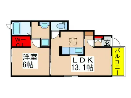 上志津バード グランソネII(1LDK/1階)の間取り写真