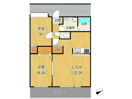 アリエルコート(2LDK/3階)の間取り写真
