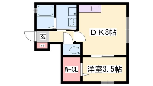 コンフォート青山 C棟(1DK/1階)の間取り写真