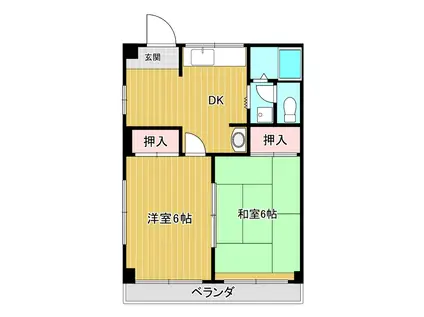 大塚マンション(2DK/3階)の間取り写真