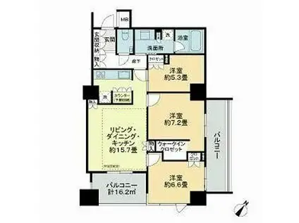 アトラスタワー向ヶ丘(3LDK/15階)の間取り写真