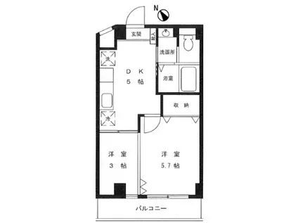 グリーンピア新横浜(2DK/4階)の間取り写真