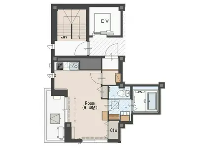 オーベルジュ(1K/3階)の間取り写真