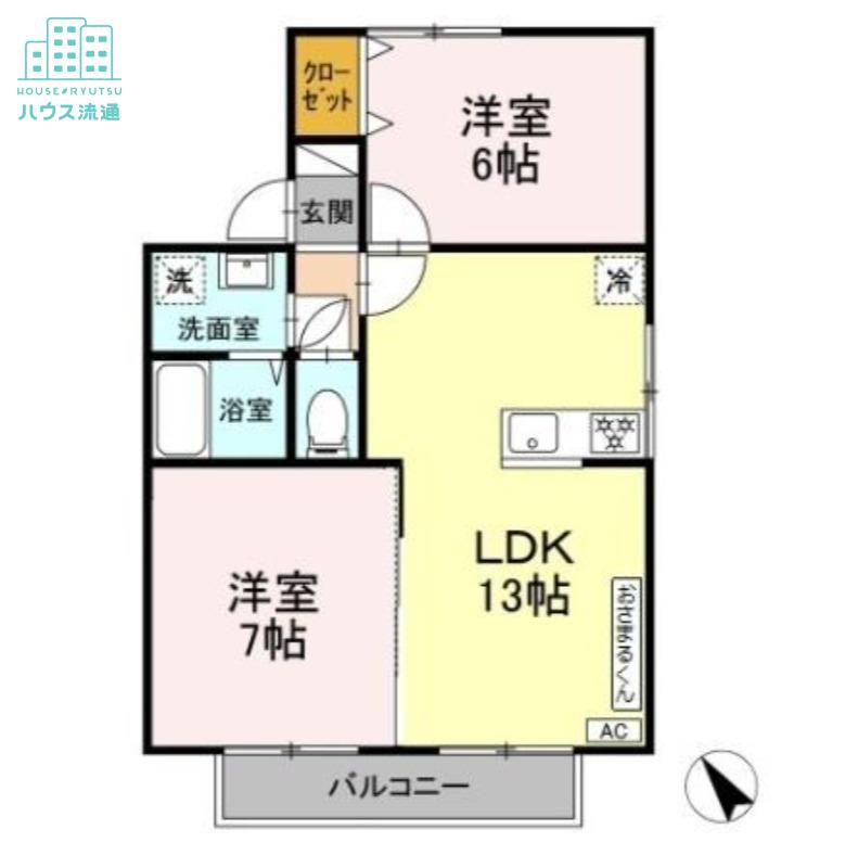 プレジール須田の木A(2LDK/2階)の間取り写真