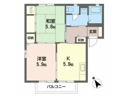 アプローズ丸子 A(2K/2階)の間取り写真