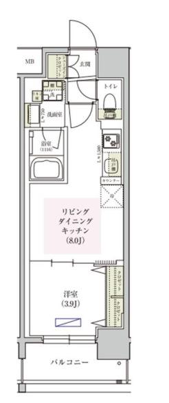 アーバネックス東梅田(1LDK/11階)の間取り写真