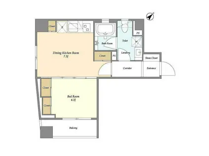 TAS KOMAGOME BLD(1DK/6階)の間取り写真