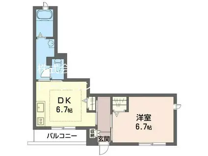 フォンテーヌ大倉山(1DK/1階)の間取り写真