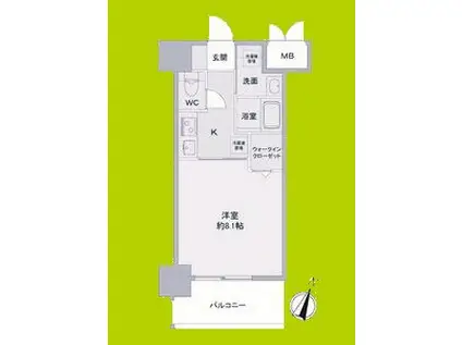 LOUIS RESIDENCE弁天町(1K/4階)の間取り写真