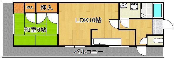 グランドハイツ赤坂(1LDK/4階)の間取り写真