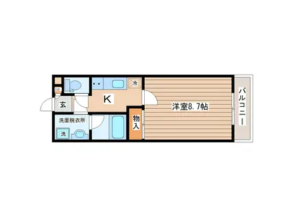 ヴァンヴェール柴崎(1K/2階)の間取り写真