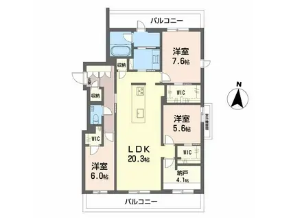 ジョフリエル(3LDK/4階)の間取り写真