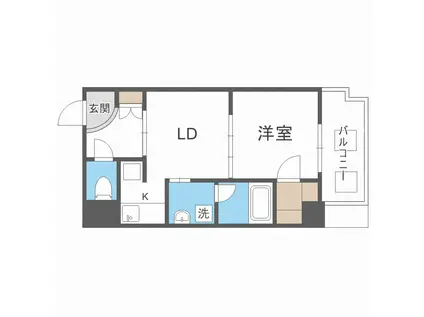 サムティ難波グレイス(1DK/9階)の間取り写真