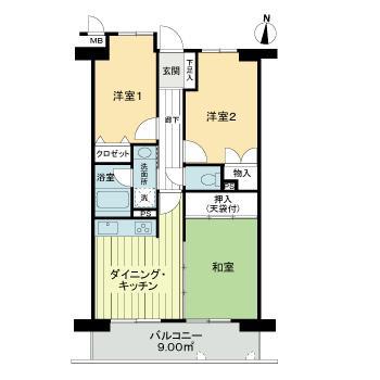ライオンズマンション山手町(3DK/2階)の間取り写真