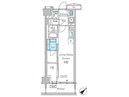 パークアクシス品川南大井パークフロント(1LDK/1階)の間取り写真