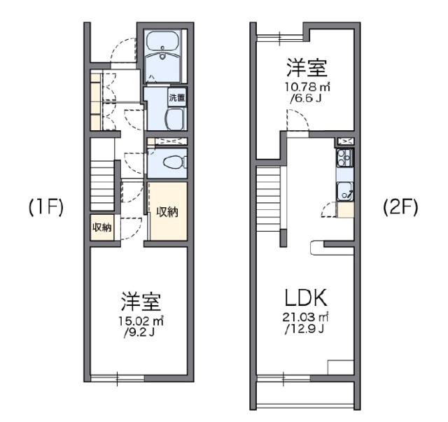 レオパレスコヅチI(2LDK/1階)の間取り写真