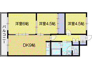 文京台グレースハイツ(3DK/3階)の間取り写真