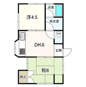 シンプルライフ田寺(2DK/1階)の間取り写真
