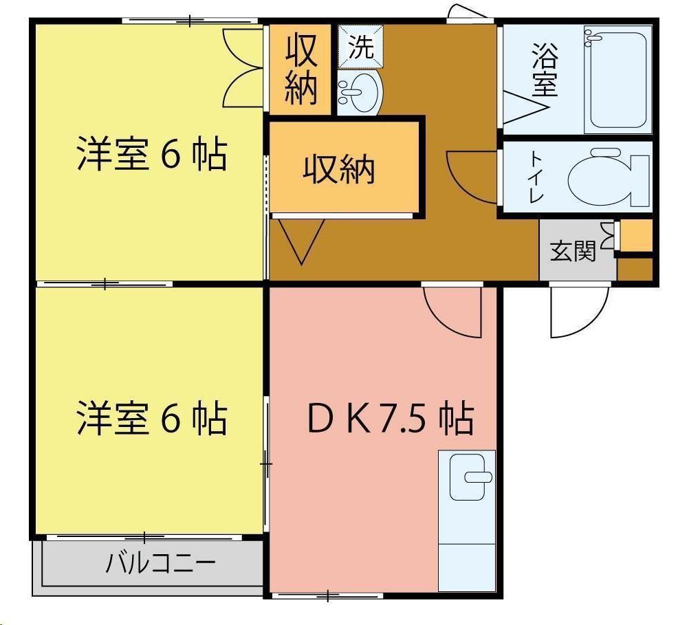 フローレンス上杉(2DK/1階)の間取り写真