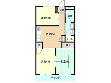 KODAヒルズ城山A棟(3DK/6階)の間取り写真