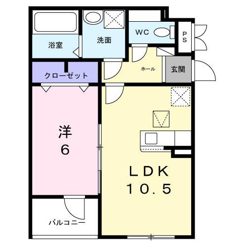 ヒカルサ岸和田畑町(1LDK/1階)の間取り写真