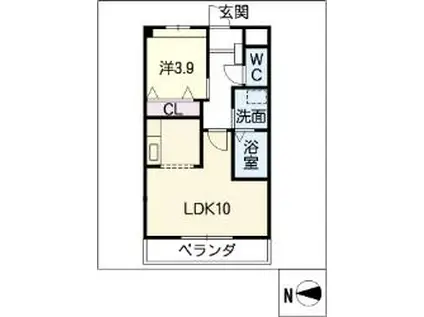 花水木II(1LDK/1階)の間取り写真