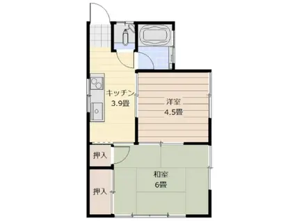 わかば荘(2DK/2階)の間取り写真