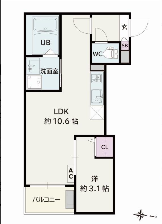 JACK HOMMACHIIII(1LDK/3階)の間取り写真