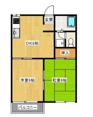 フォーブル駒場(2DK/1階)の間取り写真