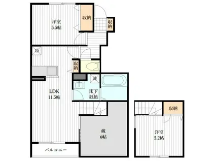 ベルリードメイプル(2SLDK/1階)の間取り写真