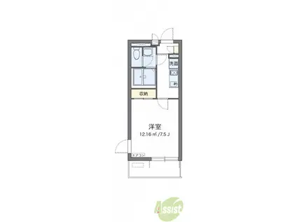 クレイノ清都III(1K/3階)の間取り写真