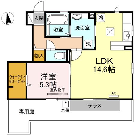 シュトラール(1LDK/1階)の間取り写真