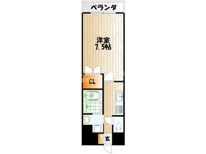 リファレンス小倉駅前(1K/9階)の間取り写真