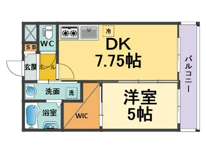 M`COURT今津山中町(1DK/2階)の間取り写真