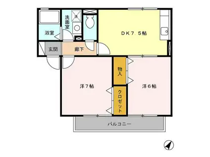 エトワール(2DK/2階)の間取り写真