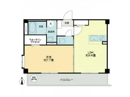 フォブール白方(1LDK/2階)の間取り写真