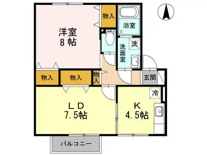 ジェルミナールB棟(2K/2階)の間取り写真