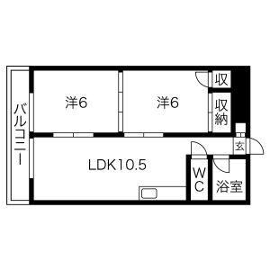 シャトー松葉(2LDK/3階)の間取り写真