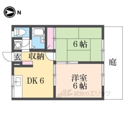 エステートピア築山二番館(2DK/1階)の間取り写真