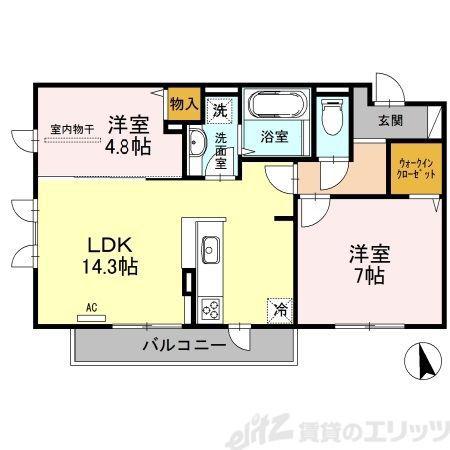 COMFORTHIROSIBA(2LDK/3階)の間取り写真