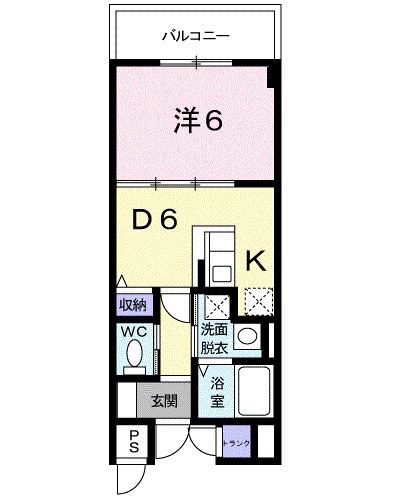パールヒルズ入江町(1DK/6階)の間取り写真
