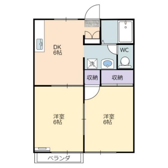 ドミール大安寺(2DK/2階)の間取り写真