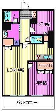 ドゥーエ大宮(2LDK/13階)の間取り写真