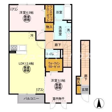 ティアラ B(2LDK/2階)の間取り写真