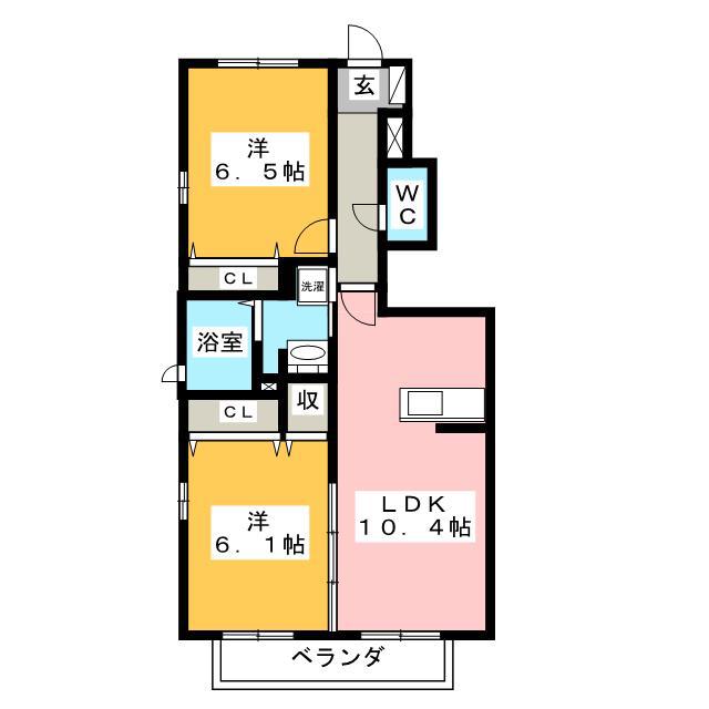 ノートルメゾンC(2LDK/1階)の間取り写真