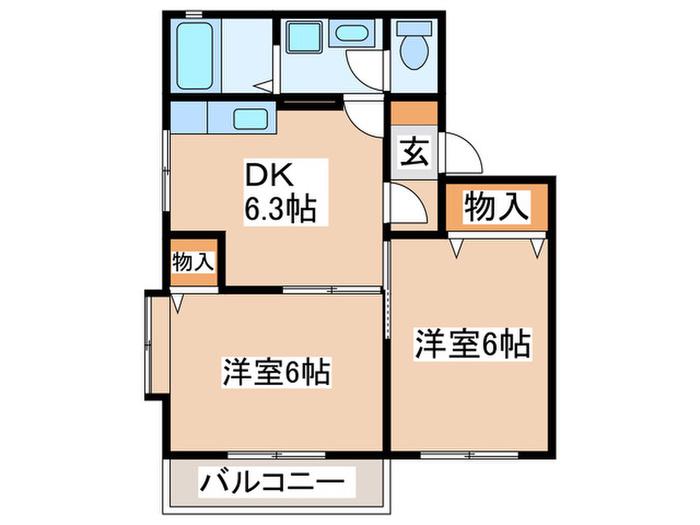 エトワール(2DK/1階)の間取り写真
