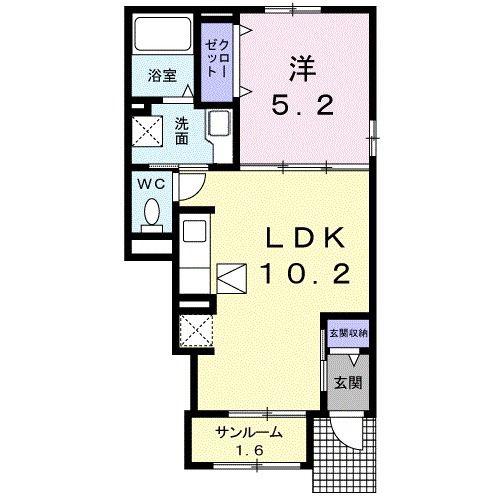 グレースコートC(1LDK/1階)の間取り写真