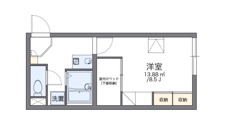 レオパレスローズ(1K/1階)の間取り写真